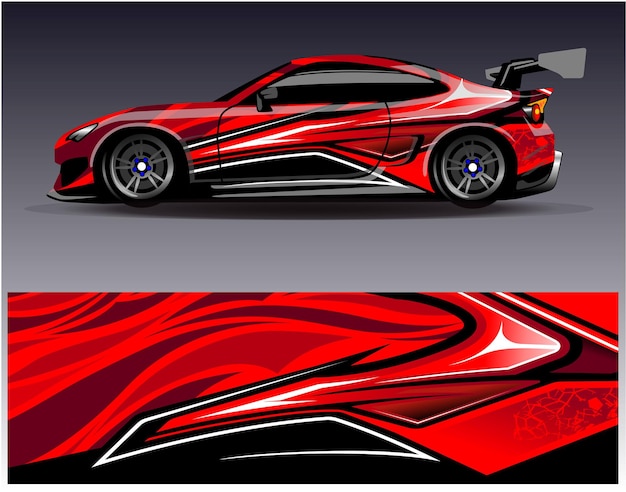 Design della livrea avvolgente per auto sportive. disegno vettoriale.