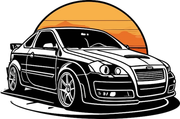 Sport car summer vector art tshirt design