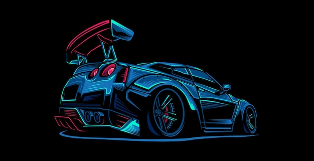 Sport car vector in dark background