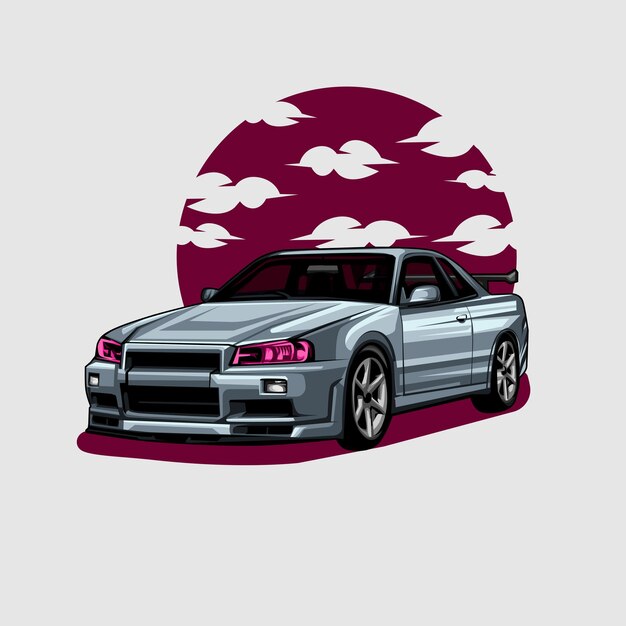 Vettore sport car vector template illustration può utilizzare il logo t shirt abbigliamento adesivo gruppo comunità