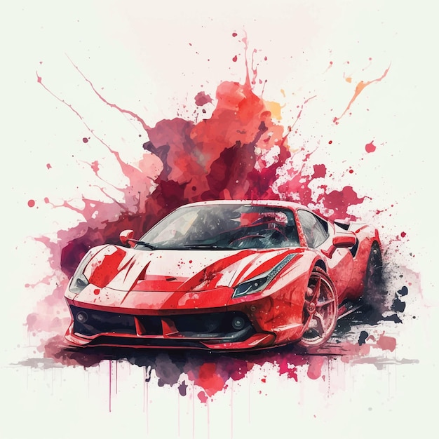 Sport car watercolor paint