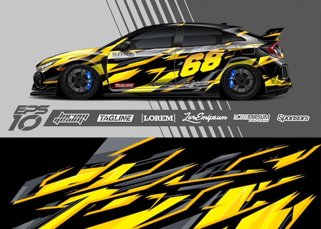 Sport car wrap abstract racing design