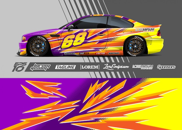 Sport car wrap abstract racing design