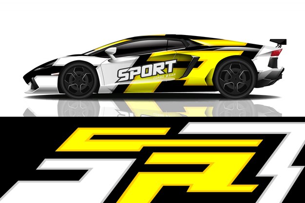 sport car wrap decal design