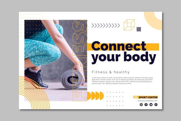 Sport center banner template with photo