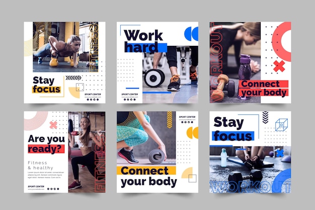 Modello di post instagram centro sportivo con foto