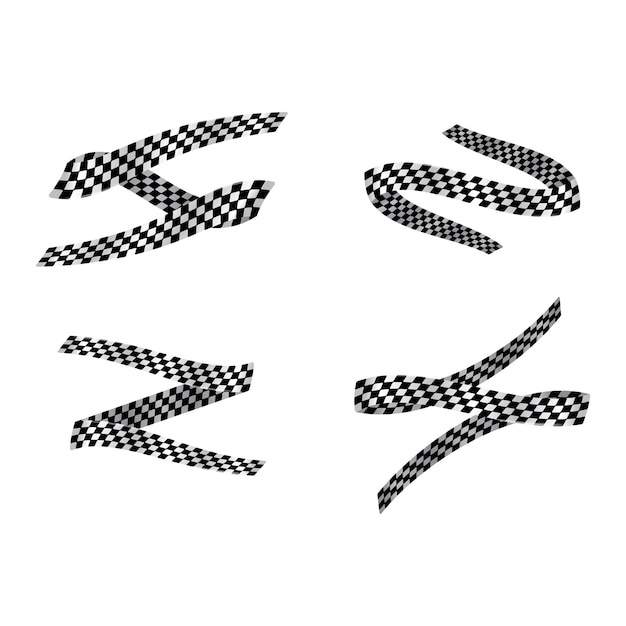 Sport checkered white flag ribbons