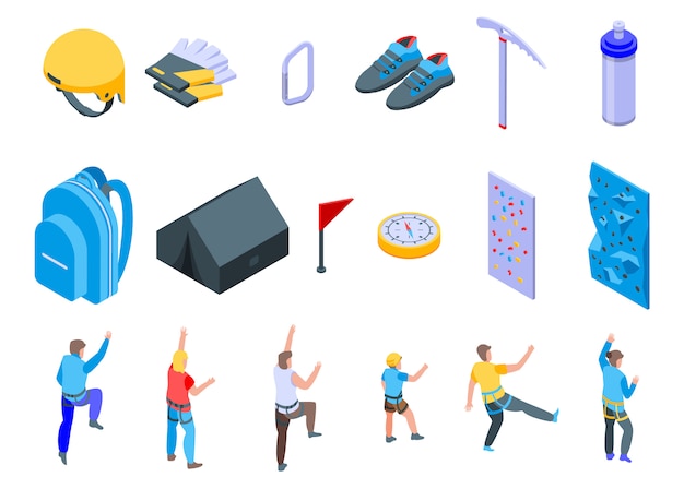 Sport climbing icons set