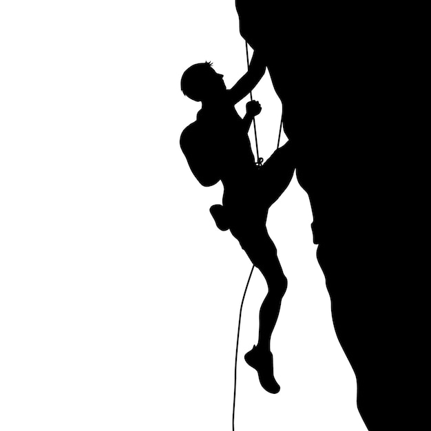 Sport climbing Silhouette of Rock Climber climbing on rock mountain