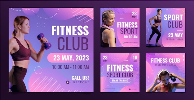 Vector sport club instagram posts template