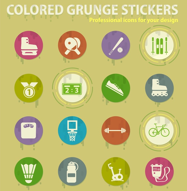 Sport colored grunge icons