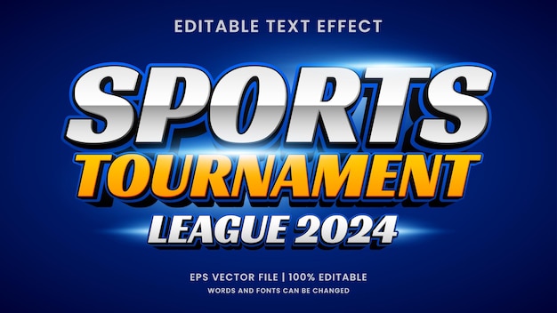 Vector sport competitie toernooi 3d bewerkbare tekst effect