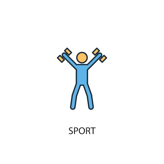 Sport concept 2 gekleurde lijn pictogram. Eenvoudige gele en blauwe elementenillustratie. sport concept schets symbool ontwerp