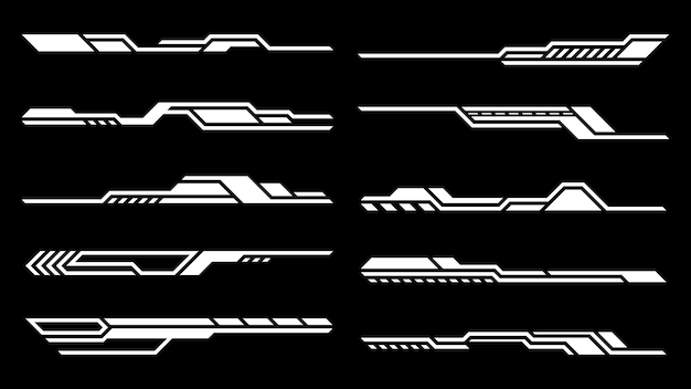 Sport decal strepen Speed lijnen Sport strepen racen tuning strips en auto sticker vector set
