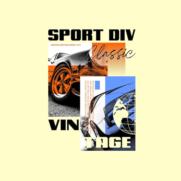 Sport division calissic car vintage vector