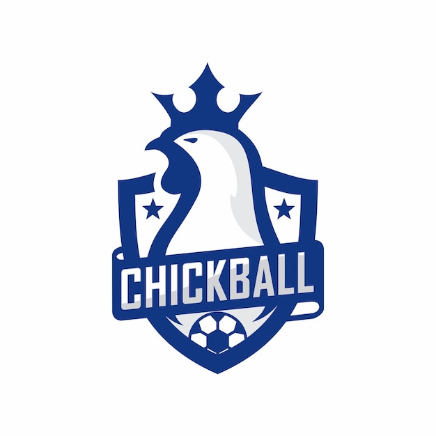 Sport emblem chicken rooster king vector logo