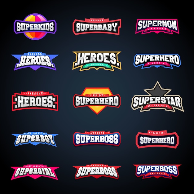 Sport emblem typography set