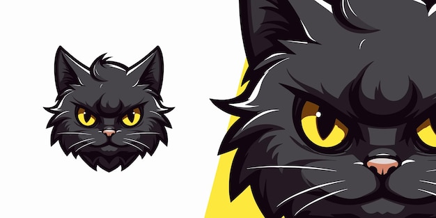 Sport en ESport Teams Cute Black Cat Head Logo Mascot Illustratie Vector Graphic