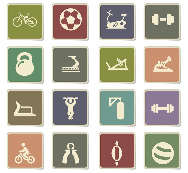 Sport equipment icons on paper stickers