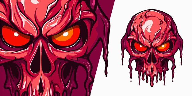 Vector sport and esport gaming teams red skull slime logo eyecatching vector graphic