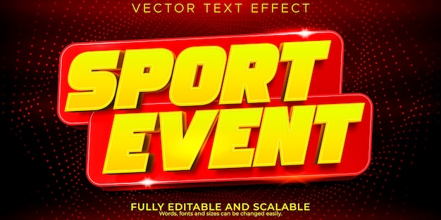 Sport event text effect editable headline and champion text style