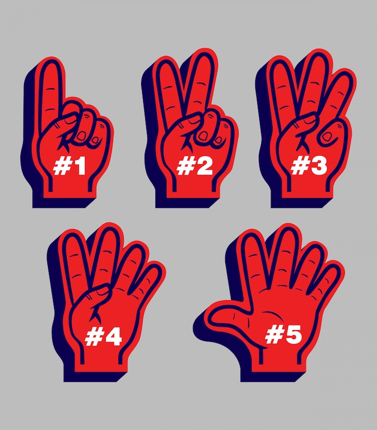 Vector sport fans glove counting from number one to five.