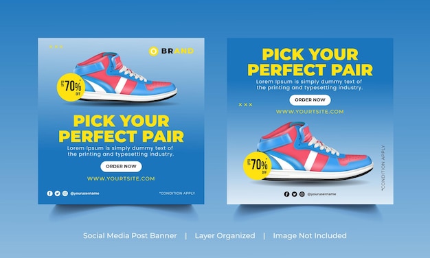 Vector sport fashion shoes brand product social media banner post template