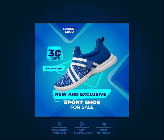 Sport fashion shoes brand product Social media banner post template