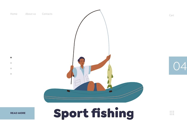 Sport fishing landing page for online club providing trip adventure and tournament for fisherman