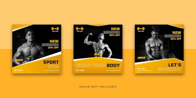 Sport fitness gym social media instagram post template