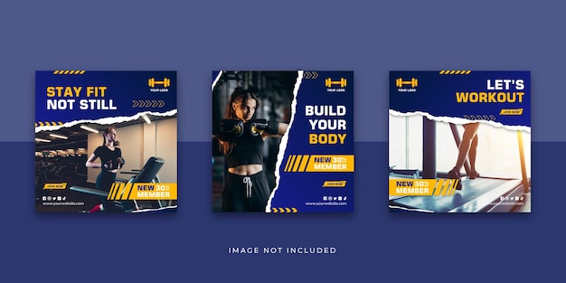 Sport fitness gym social media instagram post template