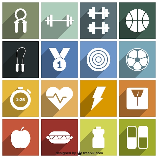 Sport and fitness icons pack