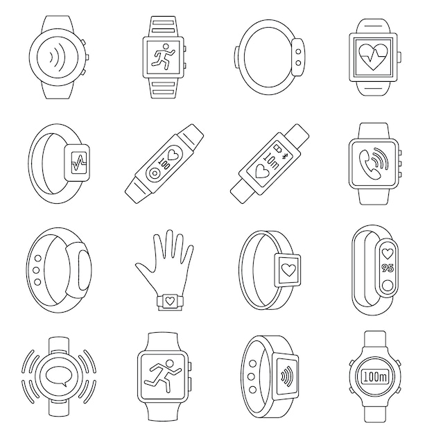 Sport fitness tracker icon set