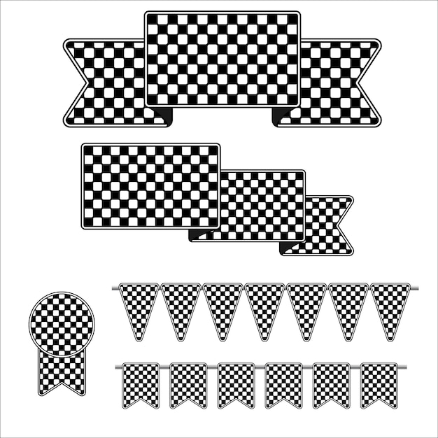 Vector sport flags geometric silhouette ribbons