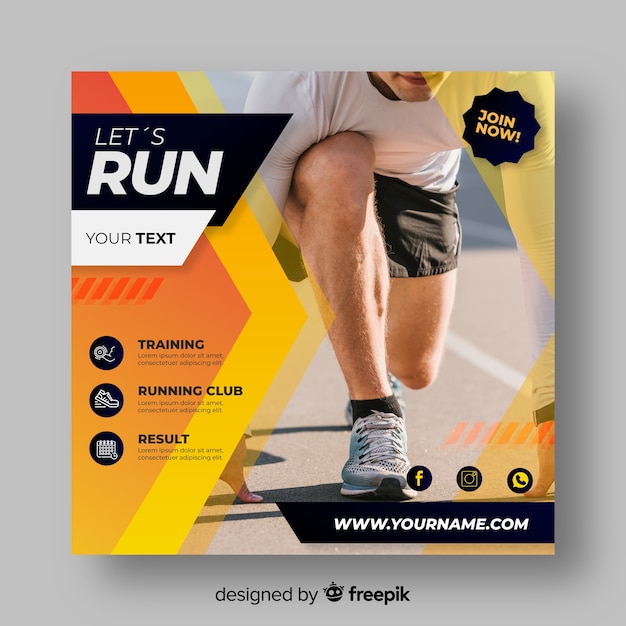 Vector sport flyer template with photo