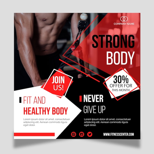 Sport flyer template with photo