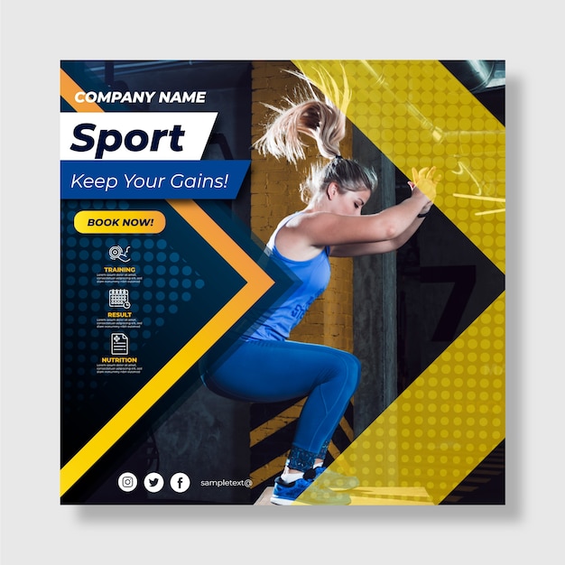 Vector sport flyer template with photo