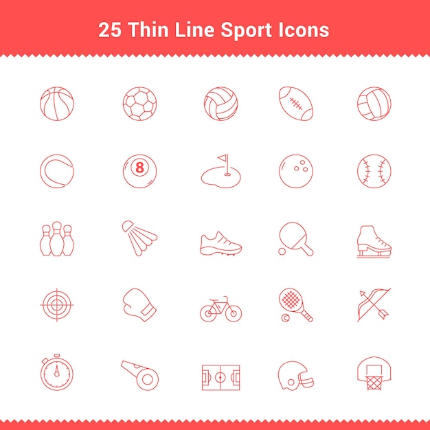 Sport and game icon thin line style on white background