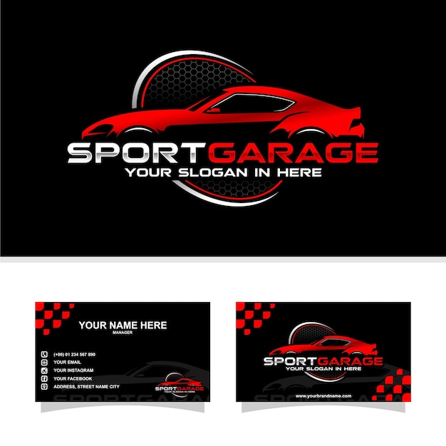 Garage sportivo con biglietto da visita