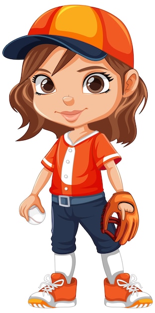 Vector sport girl cartoon character baseball