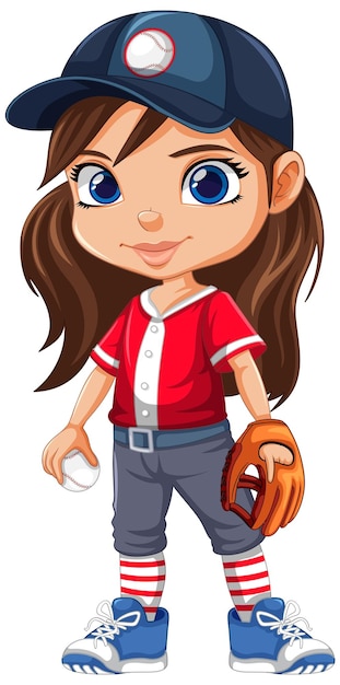 Vector sport girl cartoon character baseball