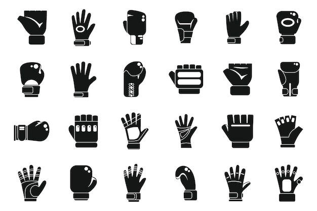 Sport gloves icons set simple vector Winter sport