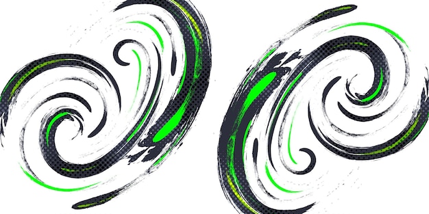 カラフルな筆致のイラストとデザイン用のハーフトーン効果のスクラッチとテクスチャ要素を持つスポーツ グランジ バナー