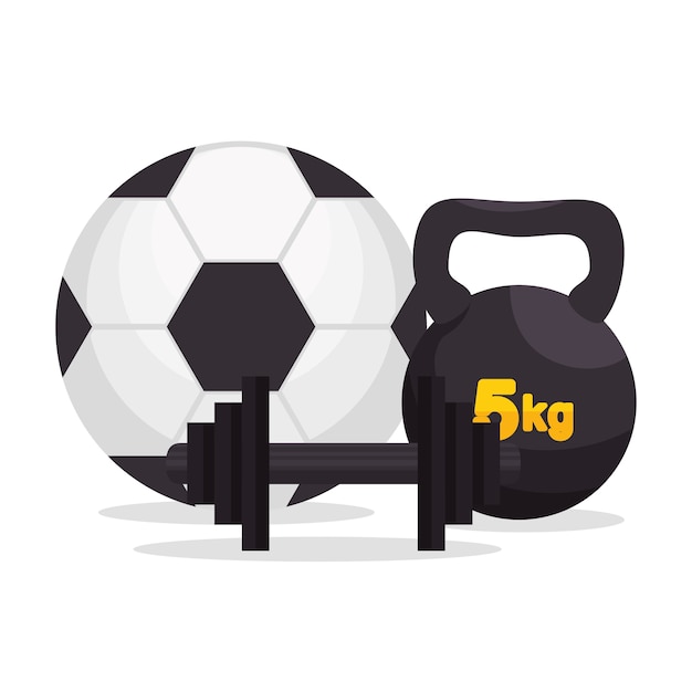 Sport gym ball barbell kettle bell icons