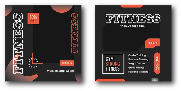 Sport Gym en Fitness Promotie Post en Verhaal Social Media Template