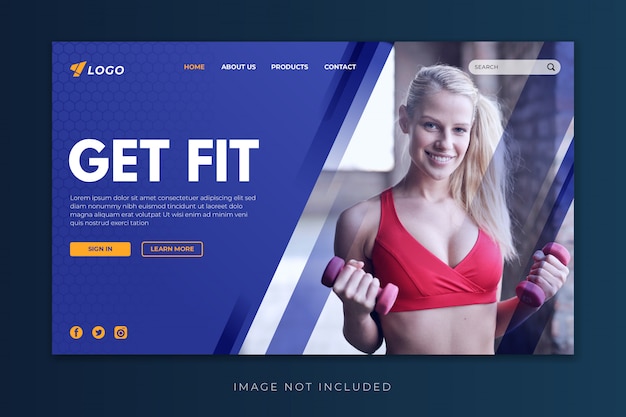 Sport gym landing page template