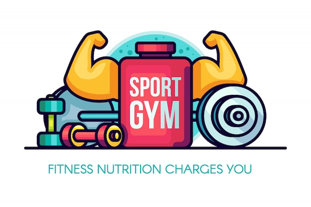 Sport gym nutrition illustratie