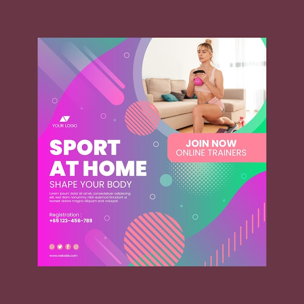 Vector sport at home squared flyer template