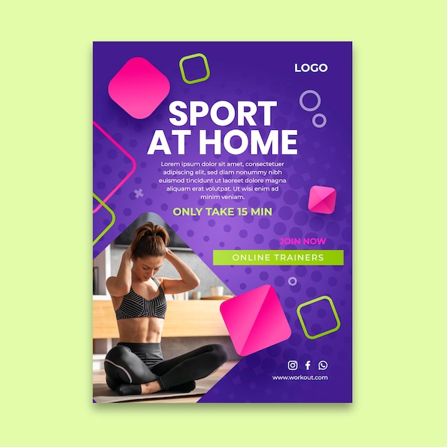 Sport at home vertical flyer template