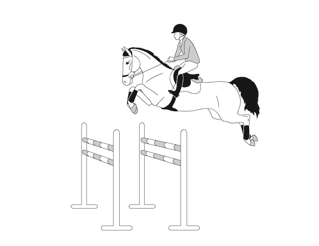 Sport horse and athlete jumping an obstacle during an equestrian competition